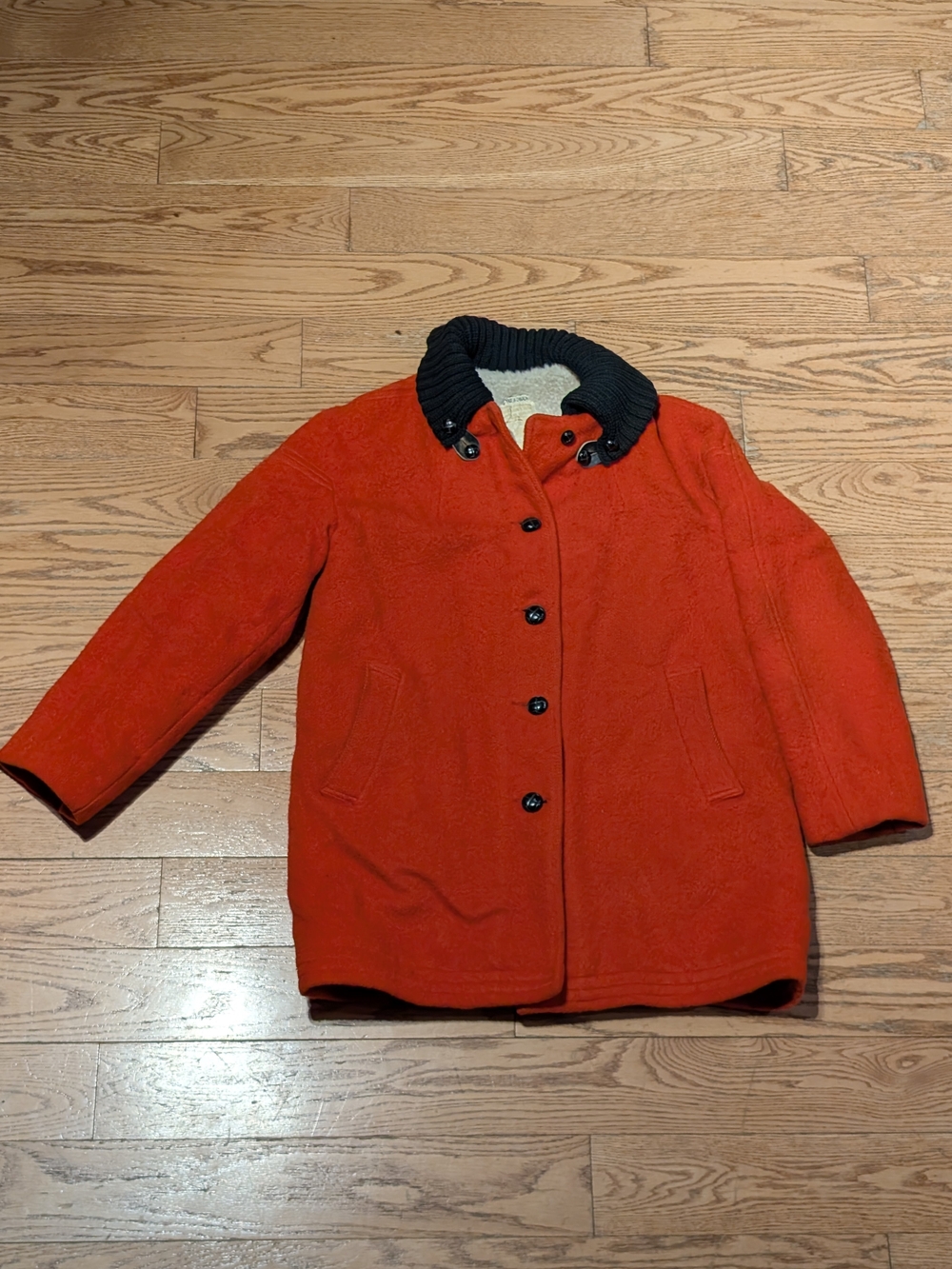 Vintage Hudson Bay Wool Coat Fur Sherpa Lined Red Jacket Union Made